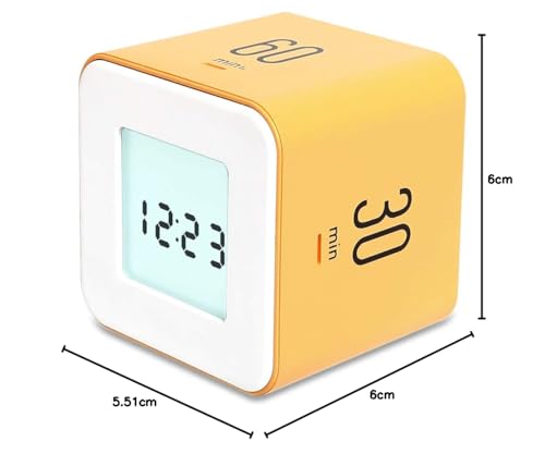 Mooas Multi-Cube Timer/Rotating Timer, Simple Operation, Clock & Alarm (Yellow)