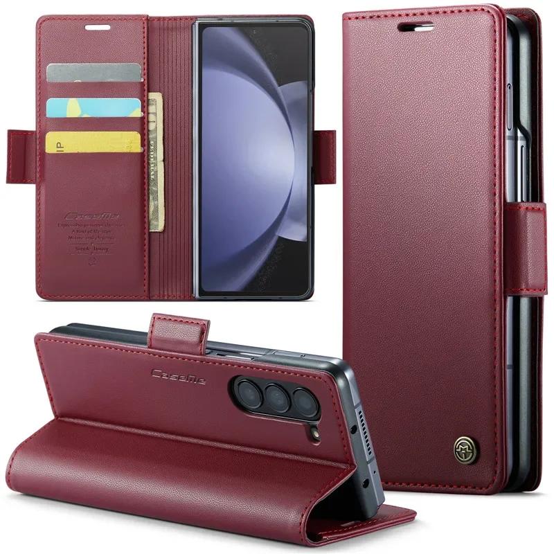 Luxus Magnetische Brieftaschen-Lederhülle Für Samsung Galaxy Z Fold 7 6 5 Stoßfeste Kartenhalter-Taschenabdeckung Für Galaxy Z Fold6
