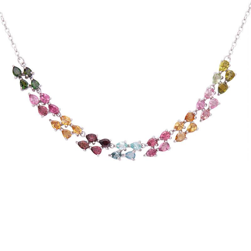 Caibao Jewelry Натуральный Турмалиновый Кулон Ожерелье Женское S925 Серебро Xiaohongshu Wechat Каналы