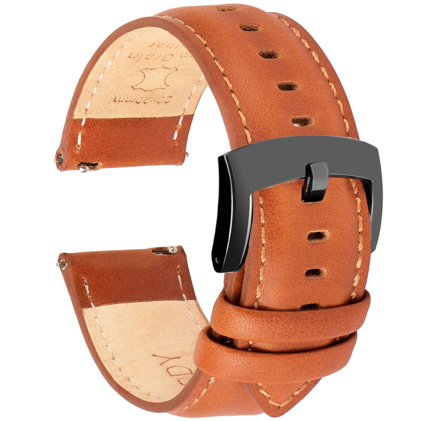 

Ottoody Genuine Leather Replacement Watch Band, 0.71, 0.75, 0.79, 0.83, 0.87 inch (18, 19, 21 mm