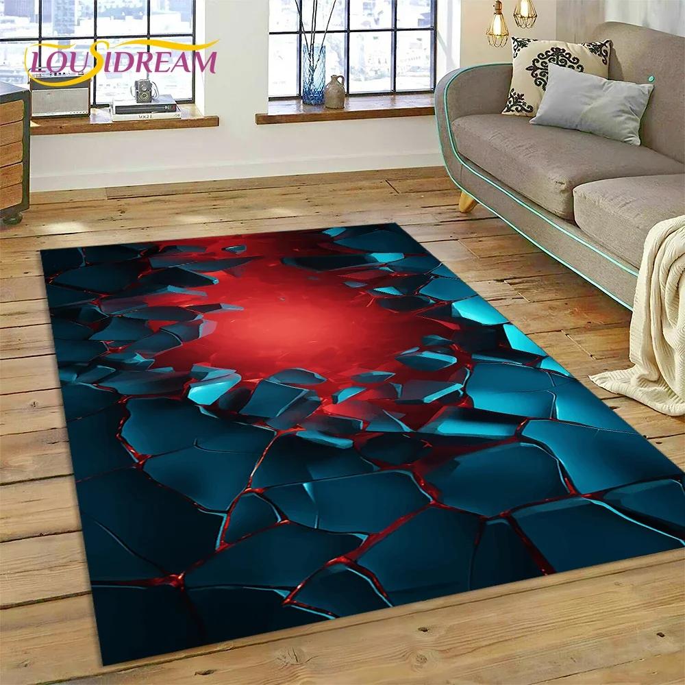 3D Volcano Lava Magma Carpet Rug for Bedroom Living Room Home Sofa Decoration,Children Game Large Decor Floor Mat Non-slip Gift