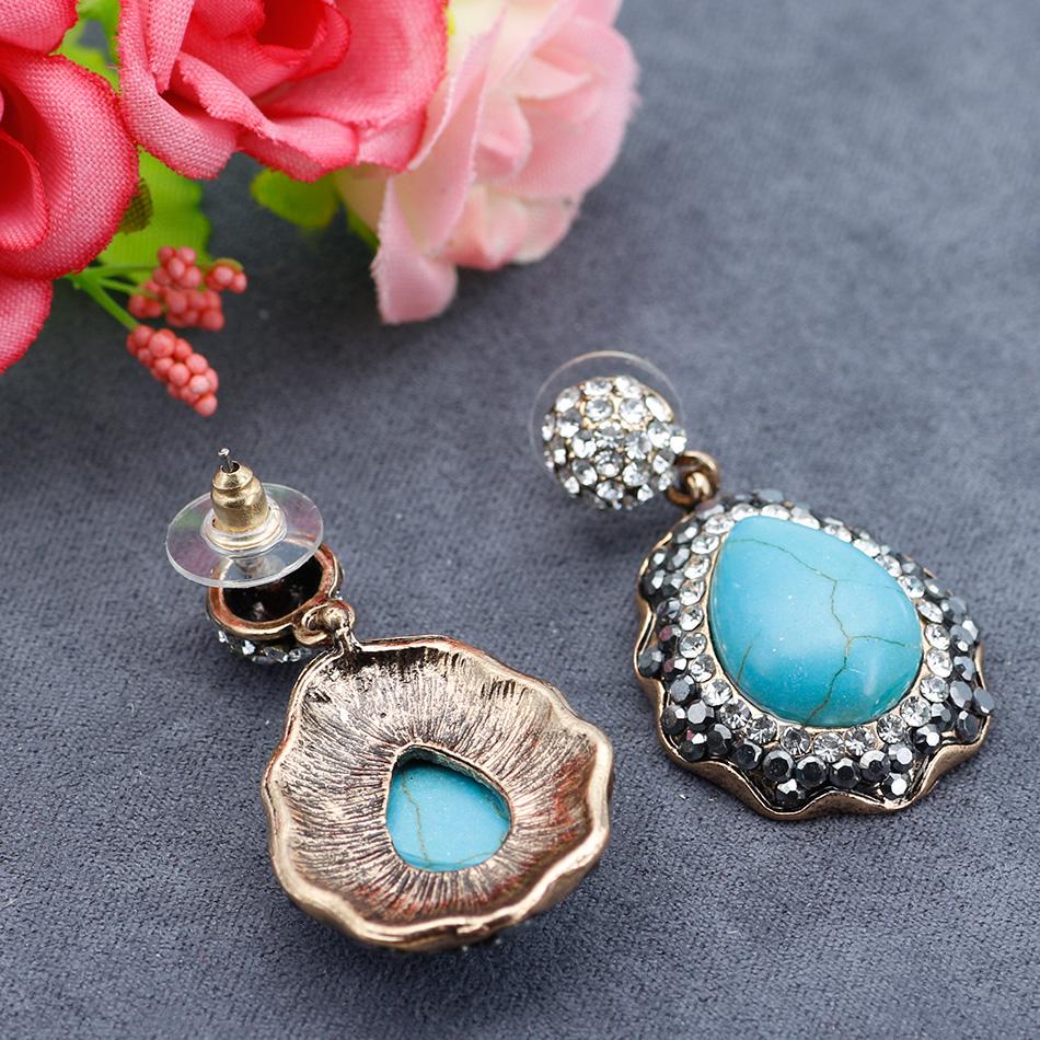 Nové Bohemia Vintage visací náušnice pro ženy přírodní kámen plný křišťál Etnické svatební náušnice s kapkou vody design turecké značky