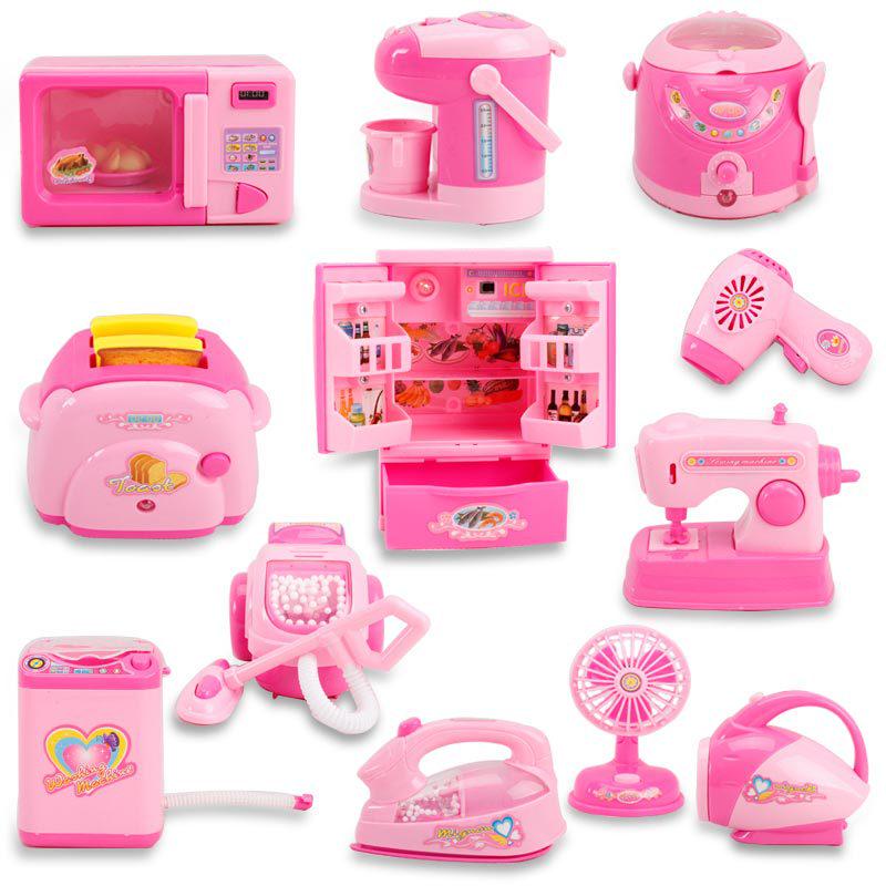 Children's Pretend Play Kitchen & Home Appliance Set: Electronic Scale, Meat Grinder, Hair Dryer.