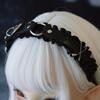 Y2K Headband Hair Accessories for Women Original Handmade Ring Leather Buckle Headband Punk Pleated Headband