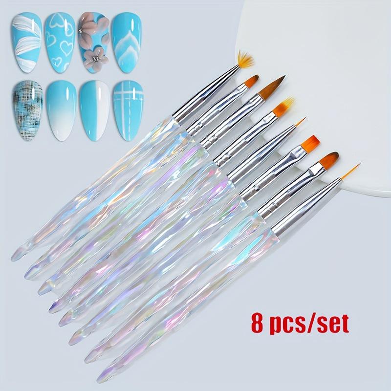 8-Piece Japanese Nail Art Brush Set for Gradient, Line Drawing, and Gel Application
