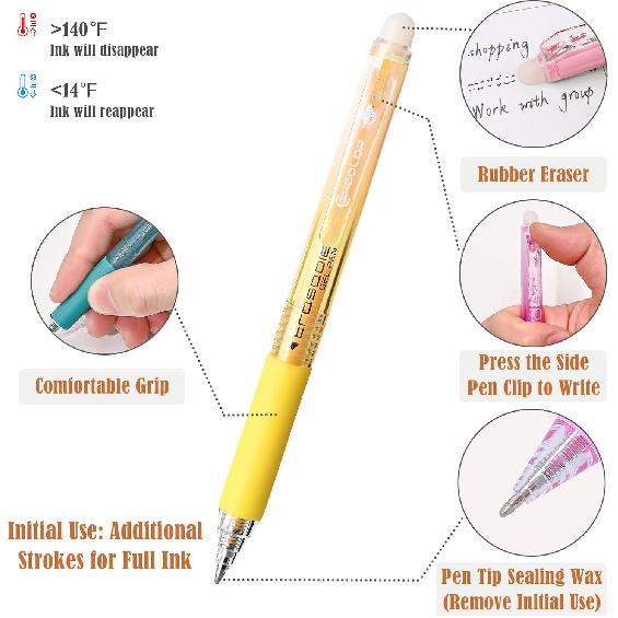 BAYTORY 36Pcs Colored Erasable Gel Pens, Fine Point 0.7mm, Retractable Assorted Colors Pen with Eraser, Smooth Writing Erasable Pens for Crossword