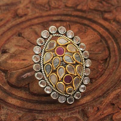 Gold Plated 925 Sterling Silver Crystal Ring