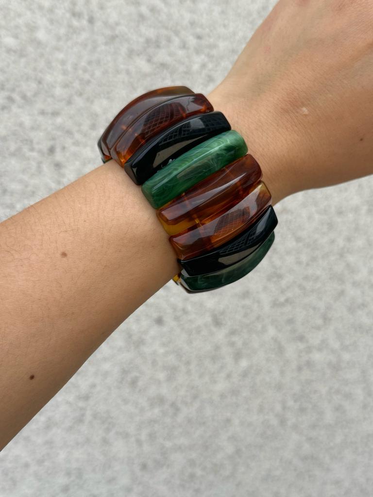 2026 Irregular Mixed Color Resin Bangles Bracelets for Women Punk Geometric Metal Bracelet Fashion Accessories Jewelry