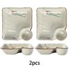 1pcs Rectangular Ceramic Dinner Plates- Divided Plates and French Fry Plates with Built-in Sauce Dishes, Ideal for Dumplings