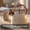 Stainless Steel Singing Tea Kettle | HeatResistant WoodGrain Handle, with Whistling