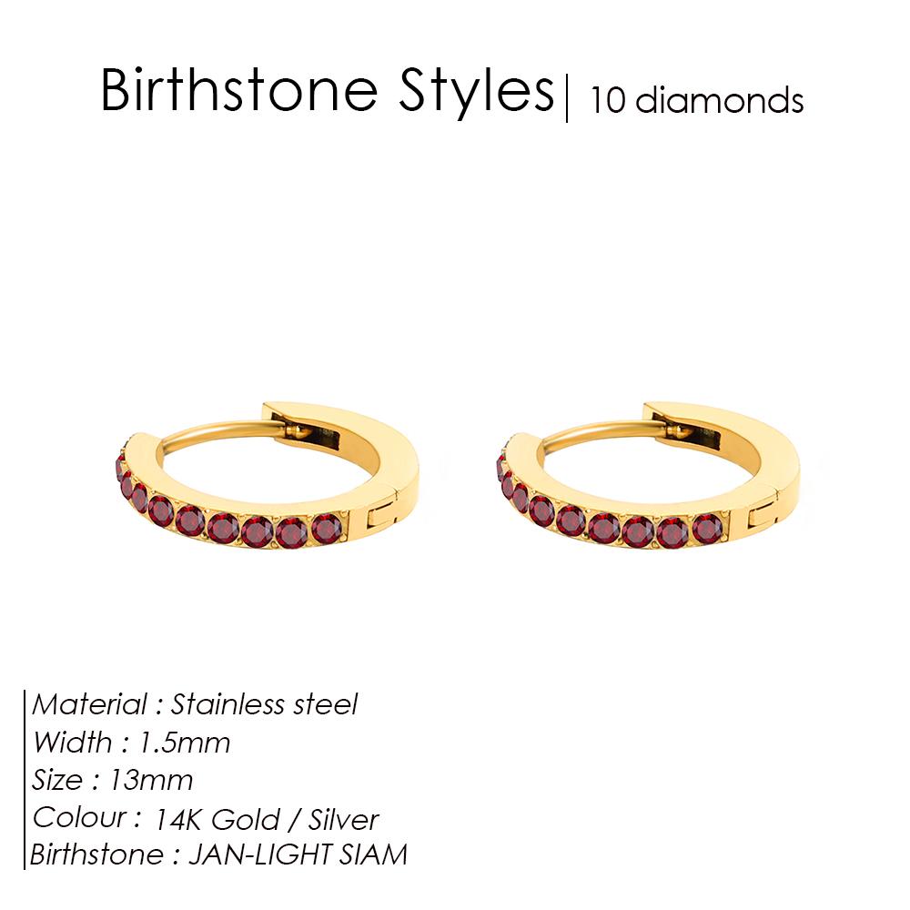 eManco Stainless Steel Birthstone Earrings Minimalist Huggie Hoop Earrings For Women Tiny Round Circle Unisex