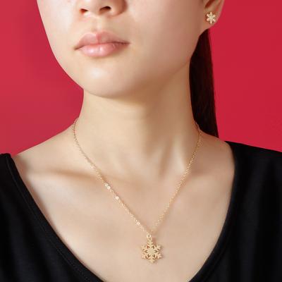 Accessories Christmas Element Necklace New Year'S Snowflake Creative Simple Personalized Stud Earrings Necklace Set