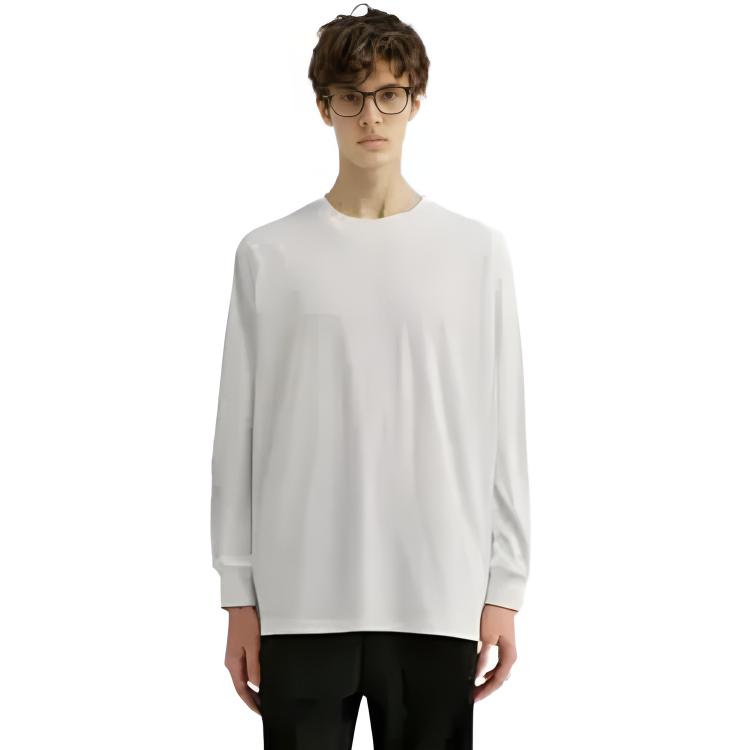UNIQLO Solid Color Loose Fit Pullover Long Sleeve T-Shirt Men tops White 460319-00
