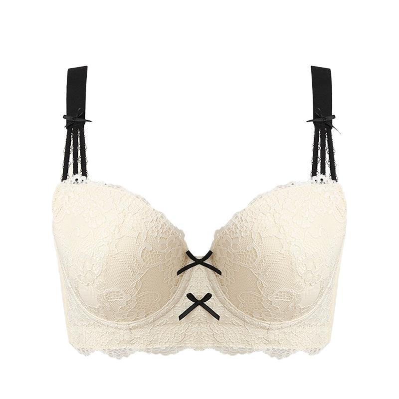 Large Size Underwear Women's Fat Mm Big Breasts Show Small Gathering, Upper Support, Anti-sagging Adjustment Type Thin Bra Cover