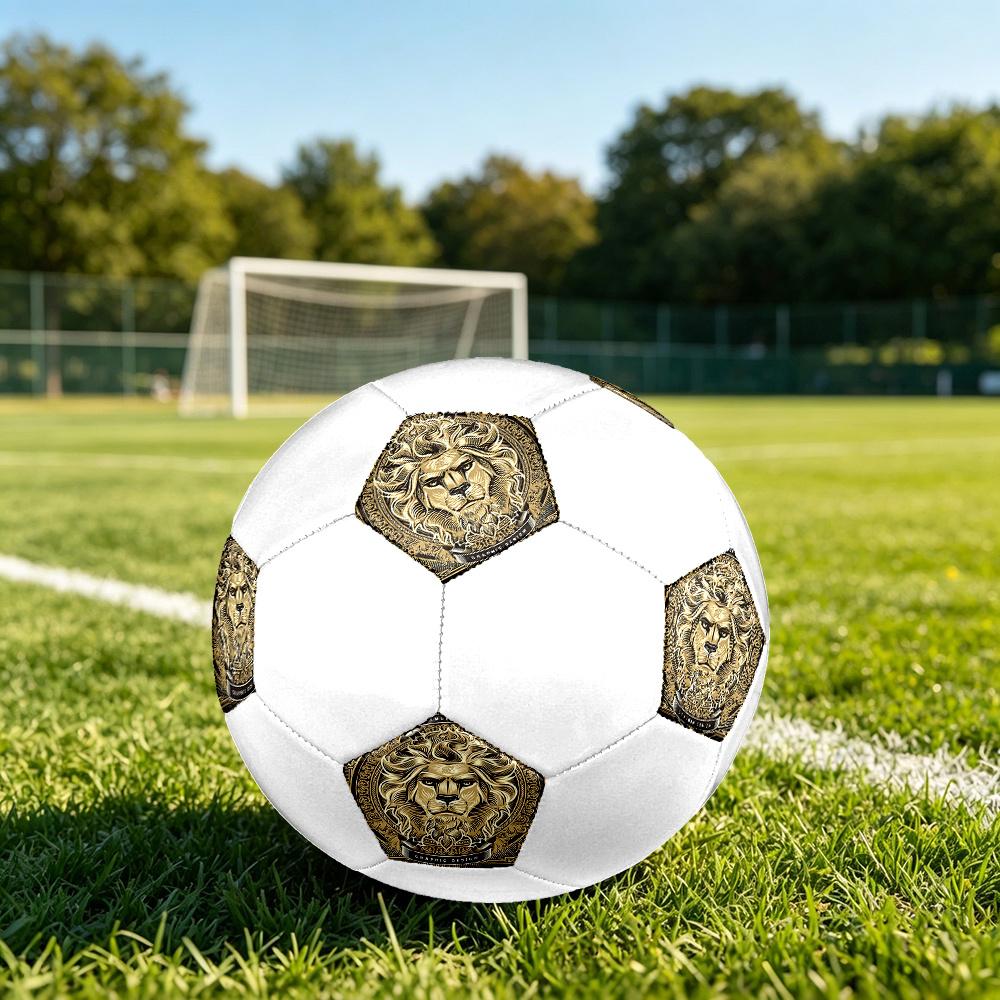 1PC Golden Lion Graphic Art Soccer Ball Size 5 Football Machine Sewn Indoor/Outdoor Universal Football N35
