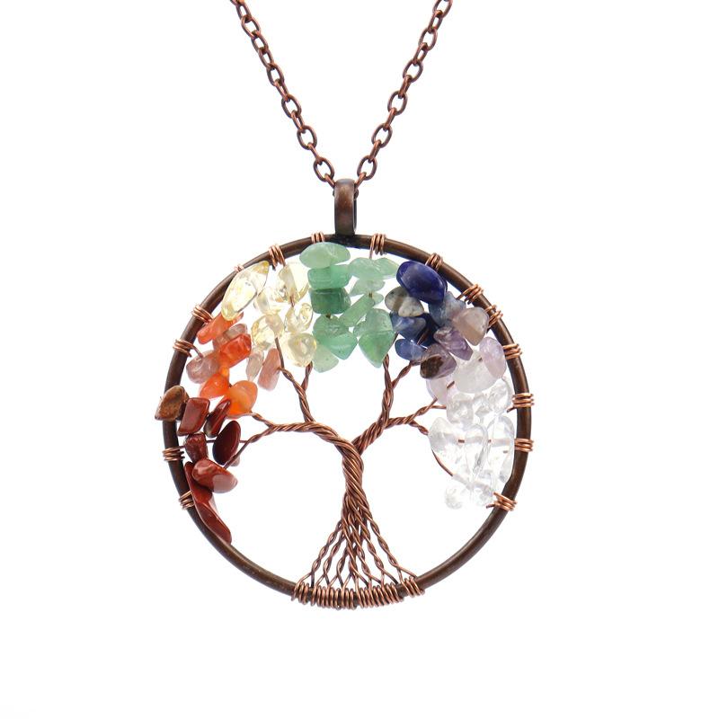 Handmade Natural Gravel Crystal Life Tree, Colorful Natural Stone Fortune Tree Necklace Direct Sales N81