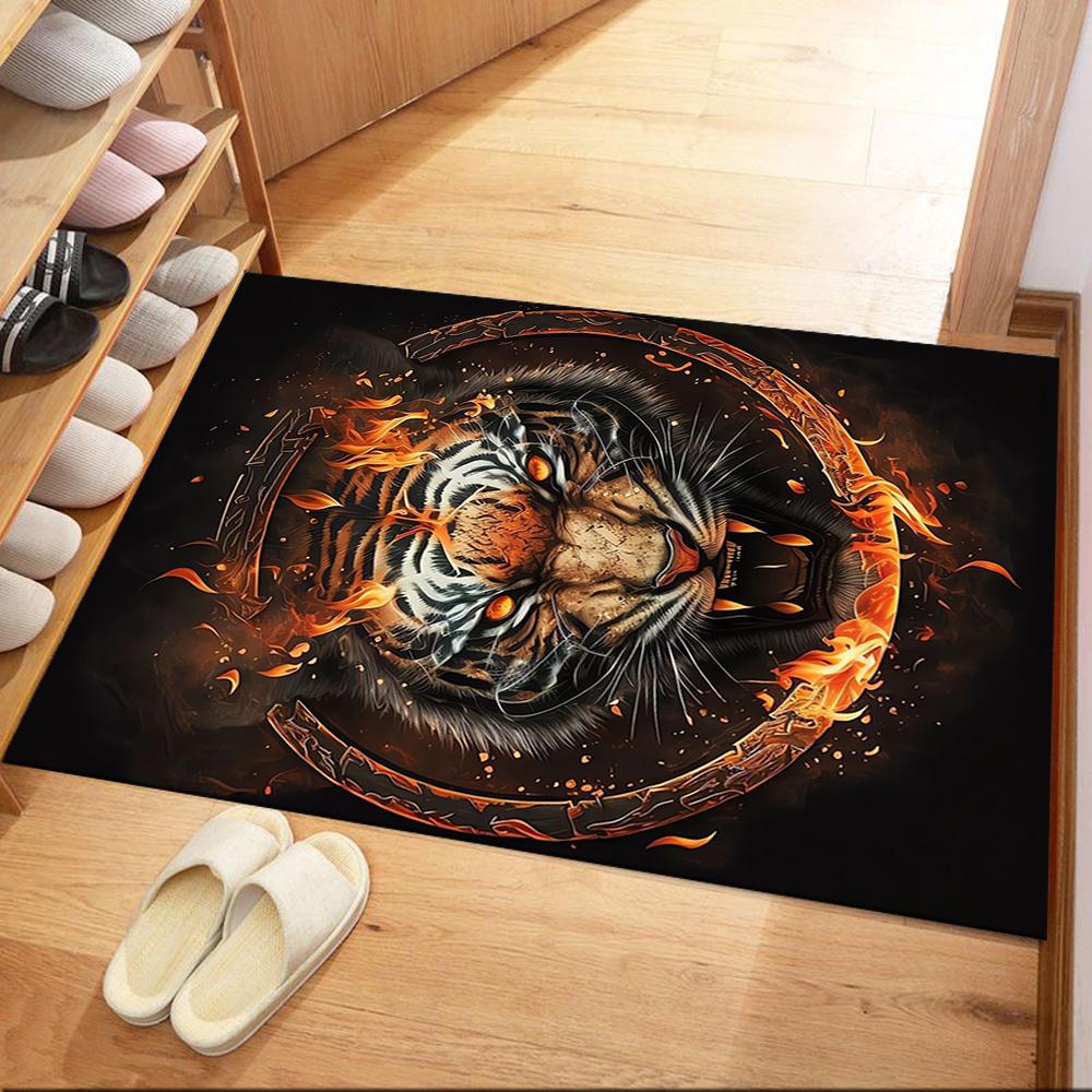 Colorful Tiger Portrait Floor Mats for Living Room, Bedroom and Room Decoration Are Suitable for Gifts.