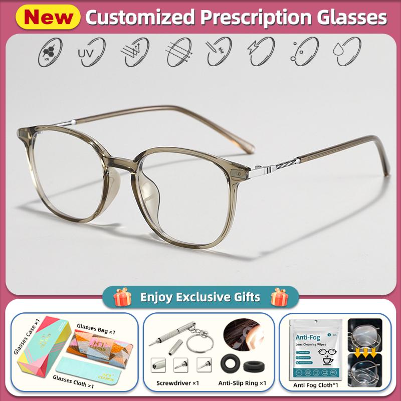 CLLOIO Trendy Simple Square Frame Men Women Myopia Prescription Glasses High Quality Anti Blue Light Progressive Optical Eyeware