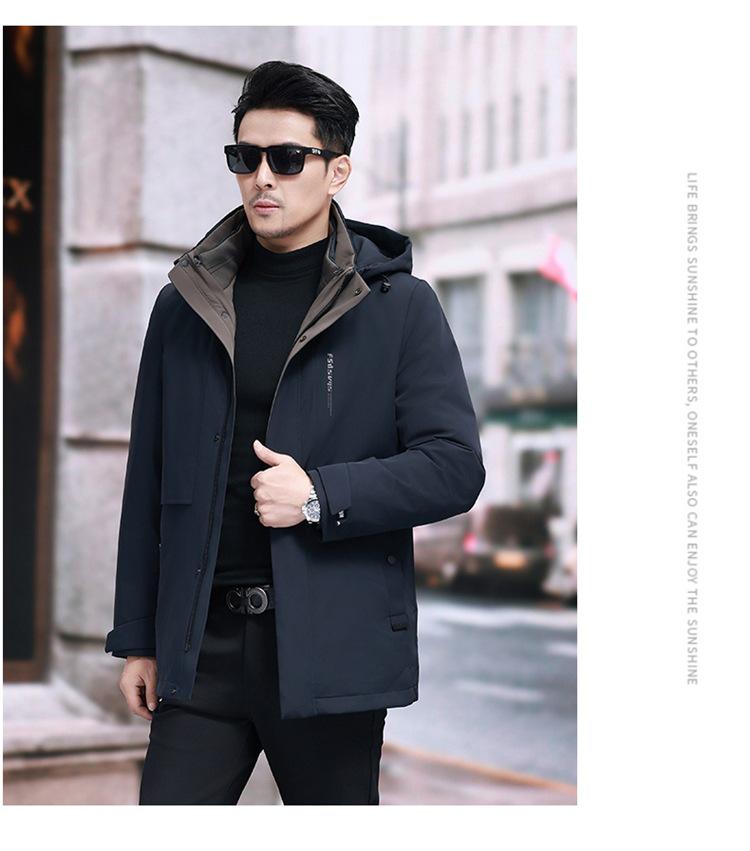 Men's 2025 Thickened Hooded Winter Down Jacket - Middle-aged Business Wear