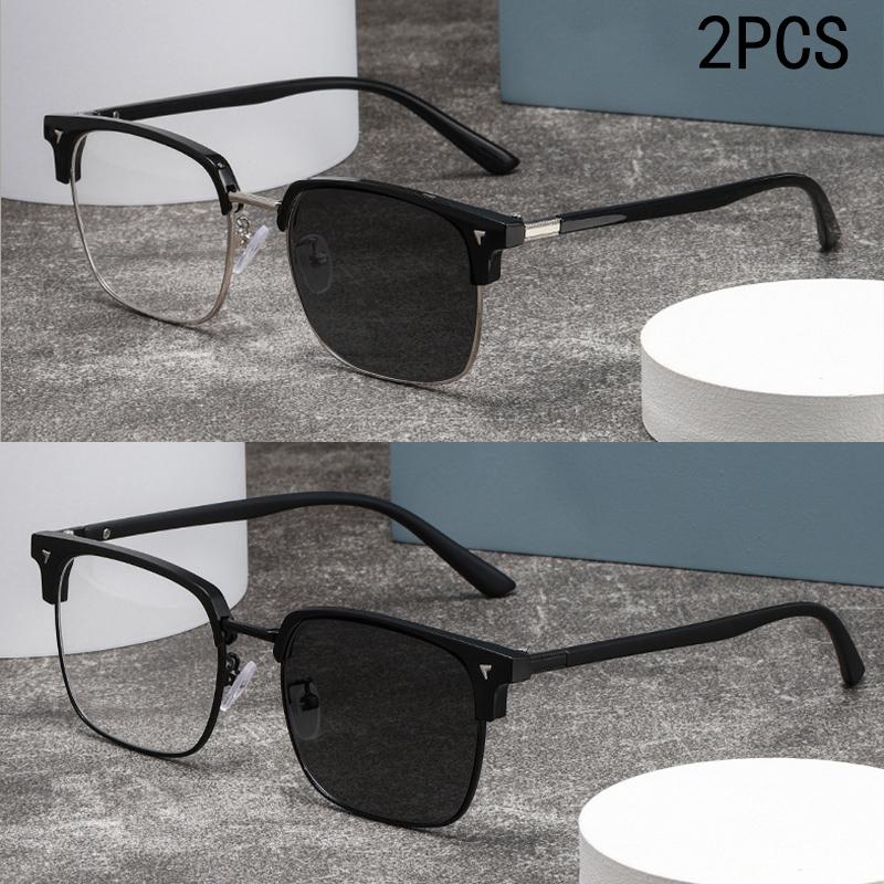 

2 / 3PCS Photo-sensitive Color-changing Anti-blue Lightweight Nearsighted Eyeglasses Durable With Semi-rimDesigner828 -4.5