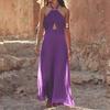 European American Women's Clothing Summer French Fashion Hanging Neck Backless Pleated Midi Dress