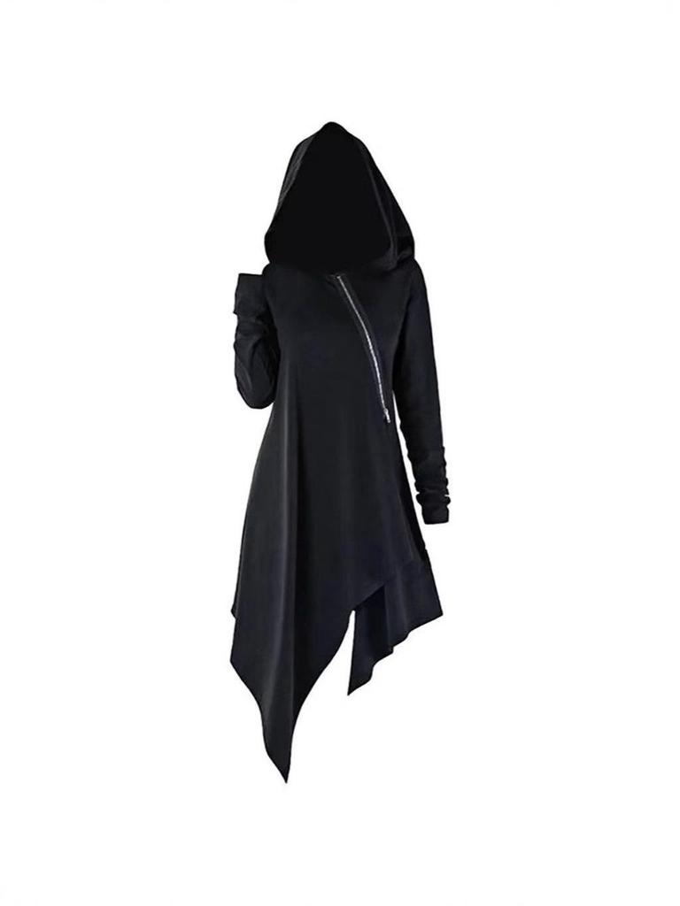 Available Gothic Medieval Court Evening Dress - Retro, Hooded, Zipper with Waist-Cinching, European and American Style.