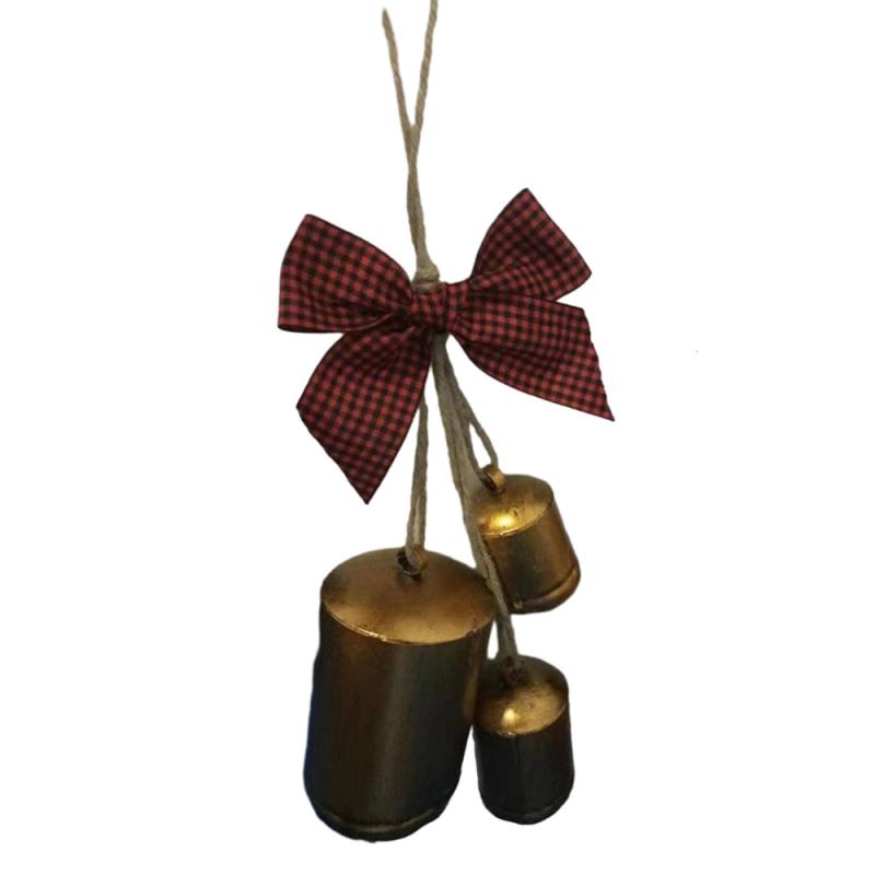 Sinos de latão rústicos Harmony Vintage Sinos de vaca de Natal para decoração 3PCS Bronze Cowbell Crafts Country Style Decoração de casa