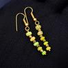 Yellow Welo Fire Ethiopian Opal Cabochon Beaded Earrings, Natural Rainbow Gemstone