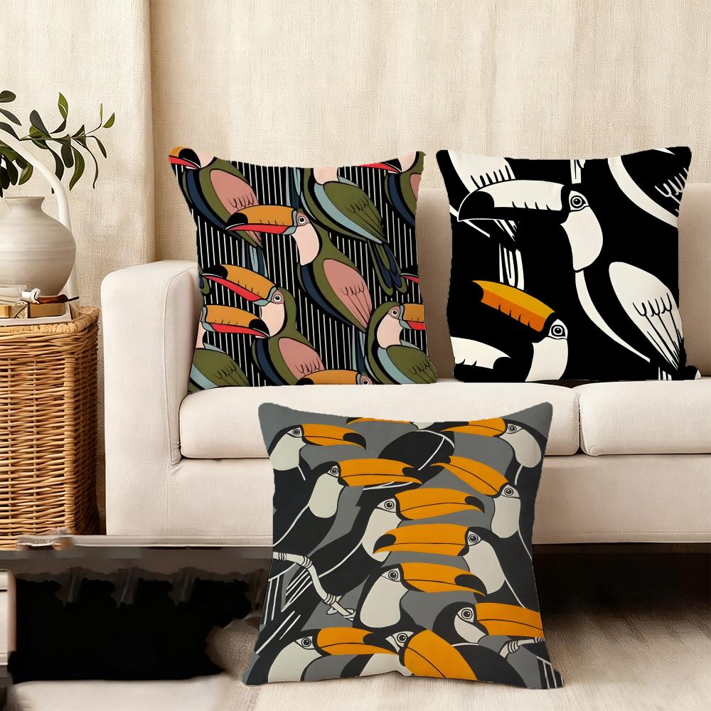 Toucan Fashion Cushion Cover Plush Fabric Soft DoubleSided Printed Sofa Warm Winter Home Child Gift Pillow Case