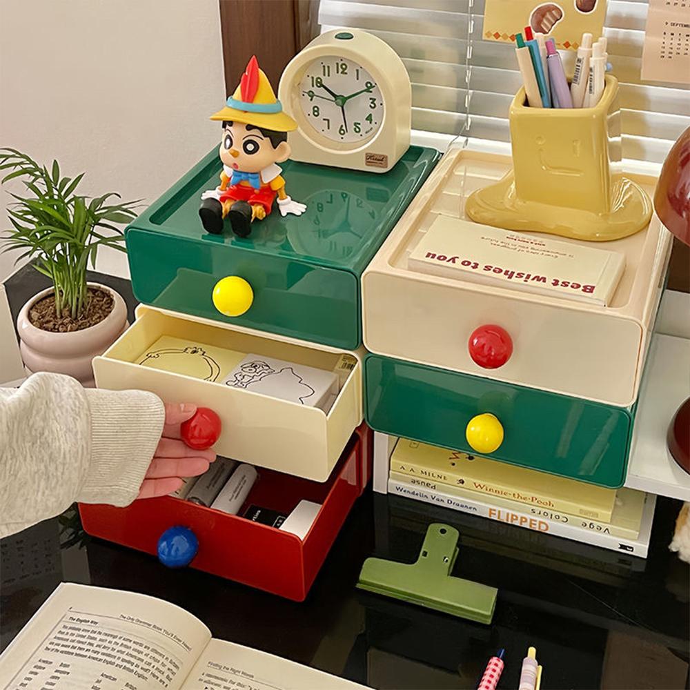 Multi-functional Desktop Drawer Storage Boxes Colorful Dopamine Stationery Cosmetics Sundry Box Home Desk Stackable Organizer