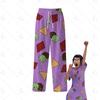 Штани для сну ZOEY Фіолетовий Черепашка в стилі K-pop - Молочний шовк, Вільний крій, Мультяшний дизайн, Прямий крій.