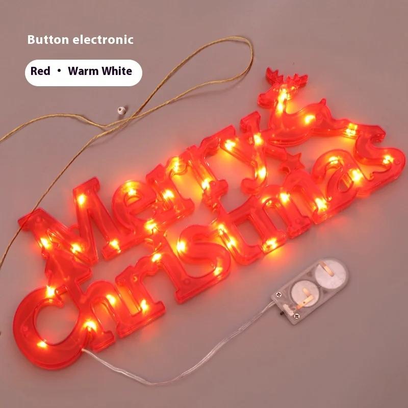 Merry Christmas Led Light Home Window Wall Background Night Light Door Hanging Sign with Lighted Ornament Christmas Decoration