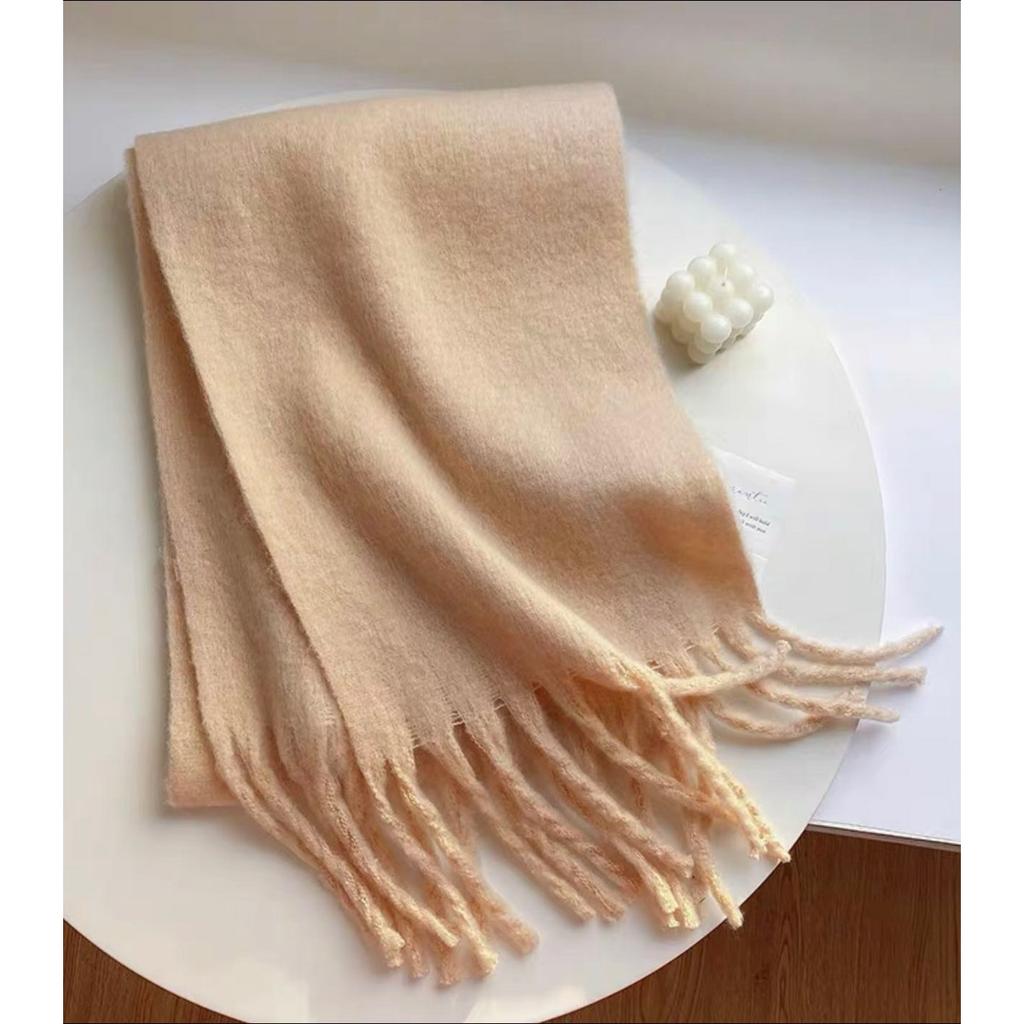 Autumn and Winter New Mohair Soft and Fluffy Solid Color Scarf for Women's Winter Versatile Imitation Cashmere Thick Warm Shawl
