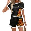Women's Fashionable Casual Halloween Color-Block Print Set