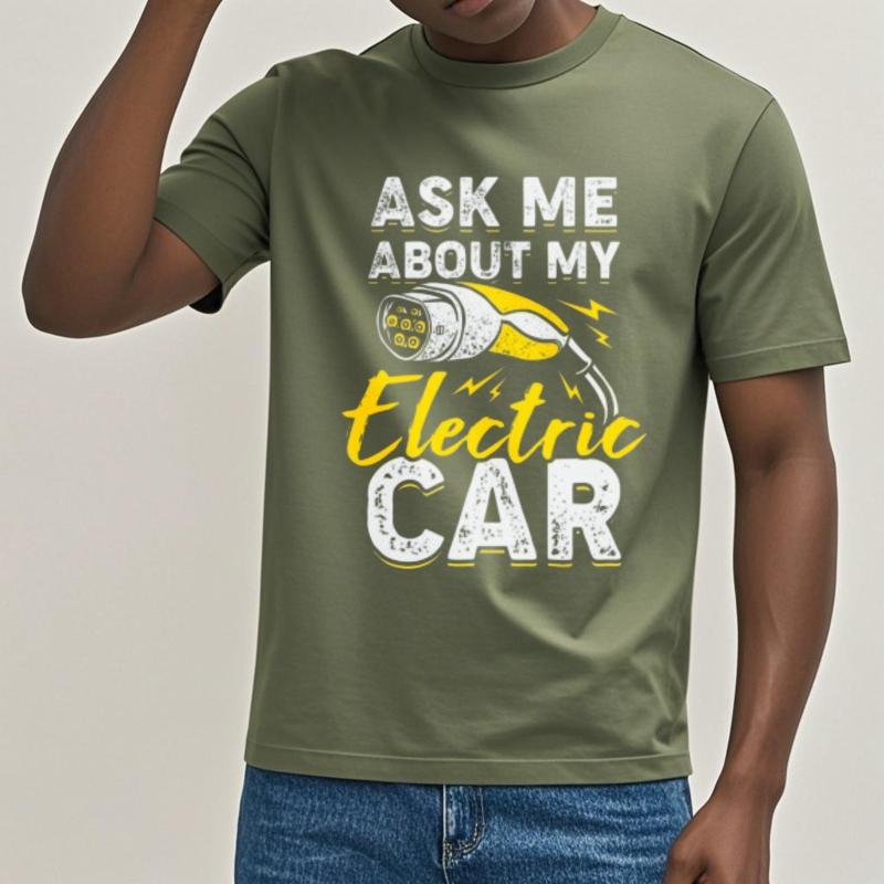 

Funny tshirt Solid Color For him Crew Neck tshirt Cotton Ask Me About My Electric Car Trendy Boys Tee shirt Oversized Tshirt 4XL