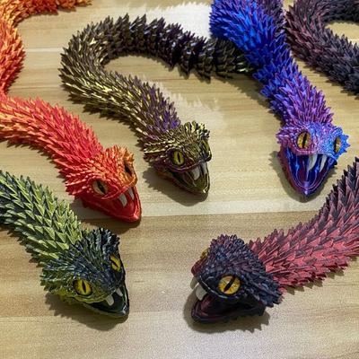 With Movable Joints 3D Printed Snake Retractable Teeth Crystal Snake Fidget Toys Home Decor