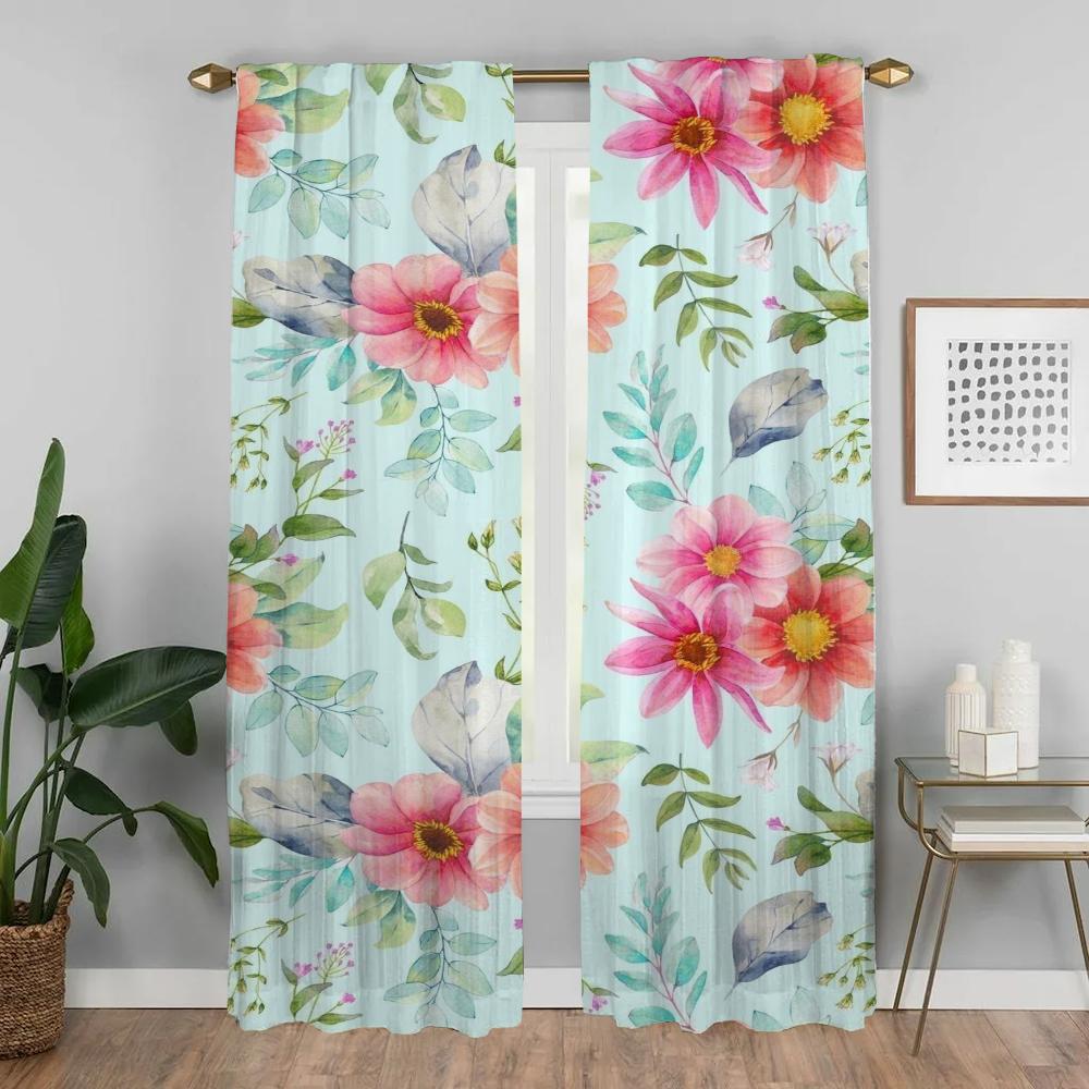 Modern Living Room Curtains for Camera Beauty Flowers Blackout Curtain Halloween Decoration Partition Home Interior Curtains
