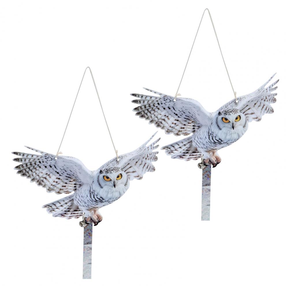 Outdoor Owl Deterrent Vivid Owl Patterns Reflective Owl Hanging Decorations for Balcony Garden Set of 2 Waterproof Acrylic Fake