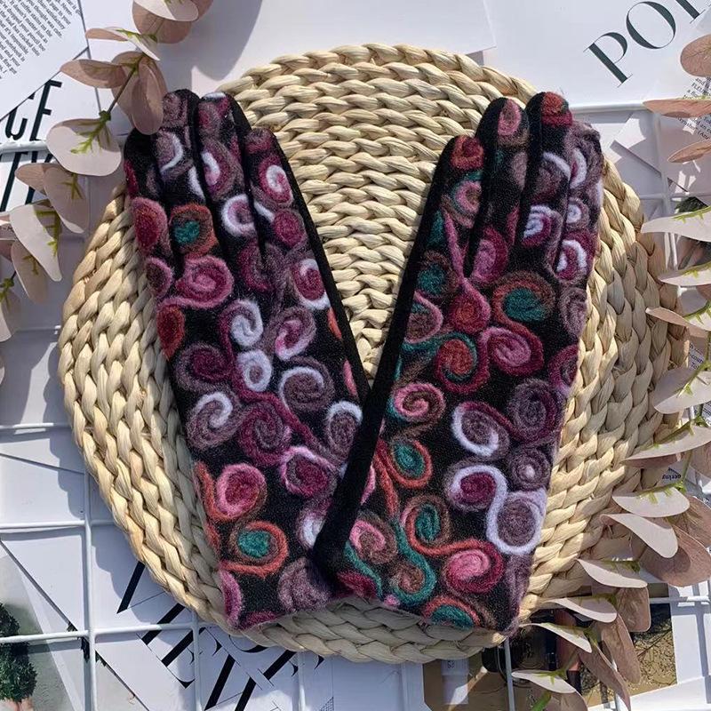 

Замшевые термоперчатки, модные шерстяные перчатки с вышивкой, перчатки для занятий спортом на открытом воздухе, велосипедные перчатки average size