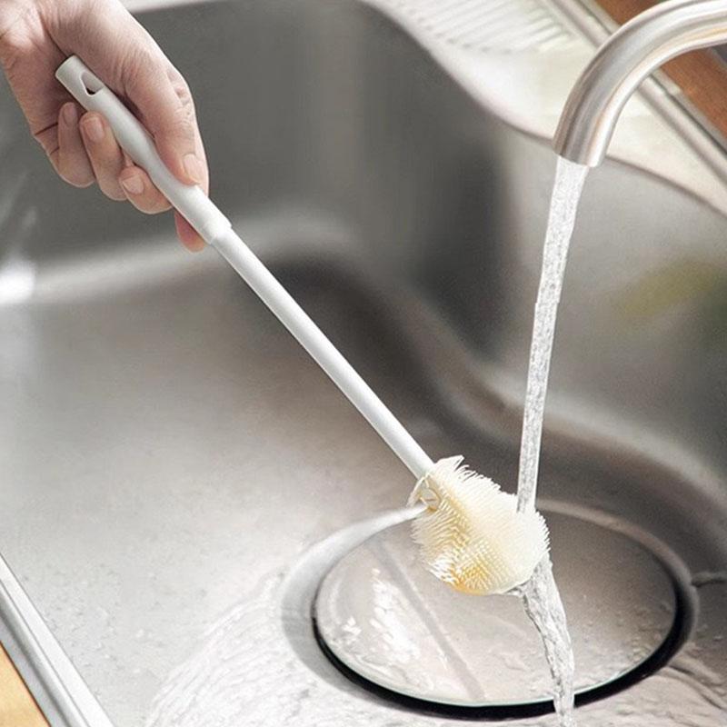Silicone Bottle Brush Cup Brush Cup Scrubber Glass Cleaner Kitchen Cleaning Tool Long Handle Drink Wineglass Bottle Glass Cup Cleaning Brush