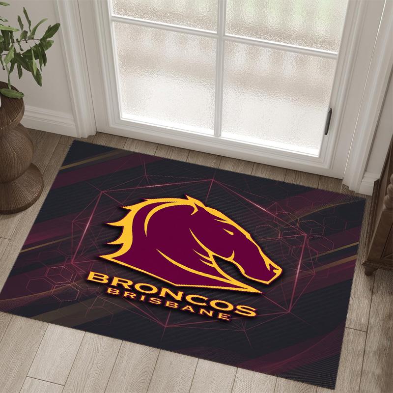 Brisbane Broncos Design Crystal Velvet Carpet Cozy Non?Slip Printed Rug For Bedroom Living Room Entrance
