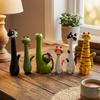 Funny Cat-shaped Vases Ornament Synthetic Resins Desk Decor Handcrafted Quirky Cat Vase Cute Cartoon Style Cat Figurine