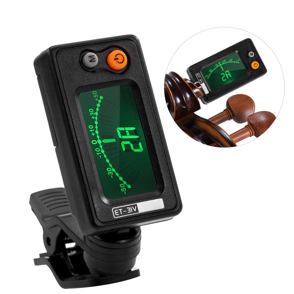 Multi Function Clip On Tuner Automatic Tuning Mode for Violin Viola Cello Double Bass Chromatic with LCD Display