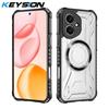 KEYSION Transparent Magnetic Case for Honor 400 Pro 5G Silicone+PC Heavy Duty Shockproof Phone Cover for Huawei Honor 400 Lite