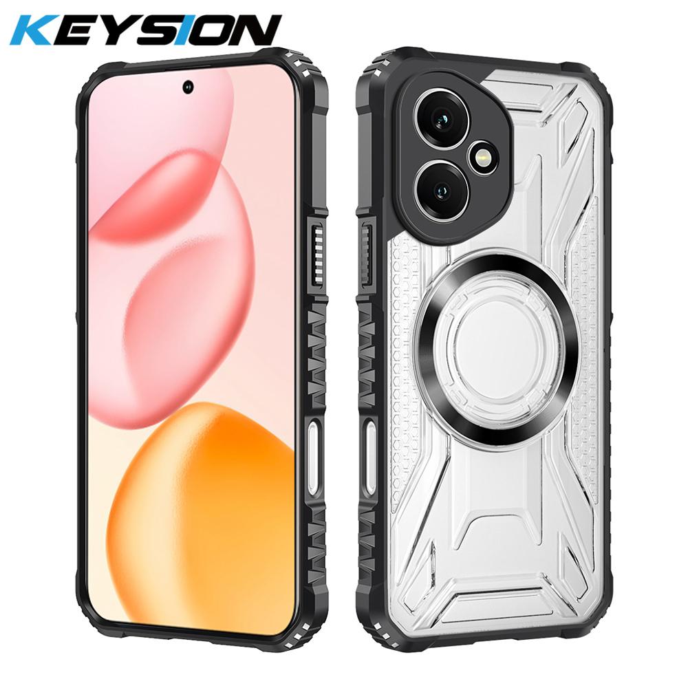 KEYSION Transparent Magnetic Case for Honor 400 Pro 5G Silicone+PC Heavy Duty Shockproof Phone Cover for Huawei Honor 400 Lite