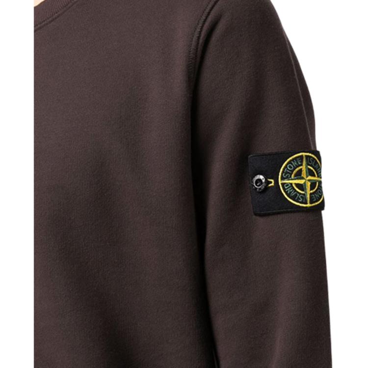 STONE ISLAND FW21 Logo Compass Badge Crewneck Sweatshirt Men Sweatshirt Brown 751563020-V0070