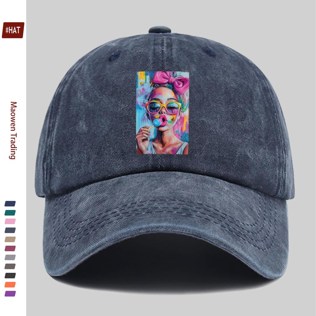 Pc Artistic Pattern Printed Baseball Cap with Character Portrait Design Decorative Hat Comfortable Lightweight Headwear Adjus
