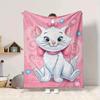 1Pc Pink Heart Aristocats Blanket Soft And Comfortable Casual Warm Camping Travel Christmas Halloween Xmas Gift M924300