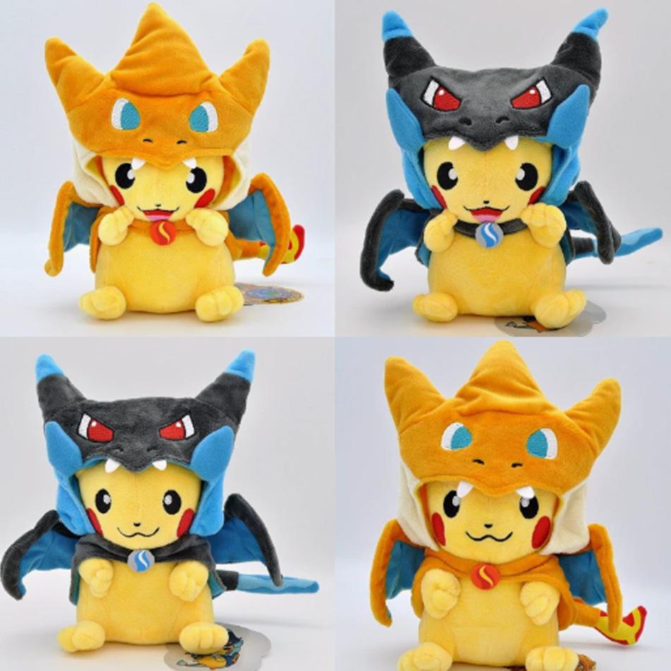 10Pcs Pokemon Pikachu Cosplay Toy Charizard Snorlax Garchomp Tyranitar Hydreigon Anime Eevee Lapras Stuffed Plush Doll