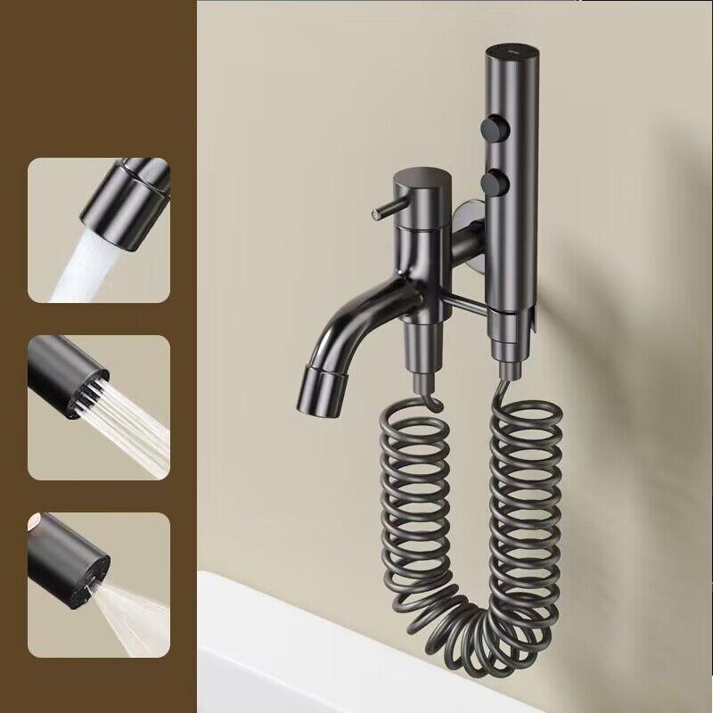 Grey Copper Toilet Hand Held Bidet Faucet Sprayer Bidet Set Sprayer Gun Toilet Spray For Bathroom Self Cleaning Shower Head